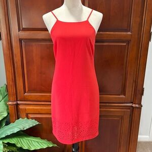 Banana Republic Sz2 Red spaghetti strap dress with cut out hem design